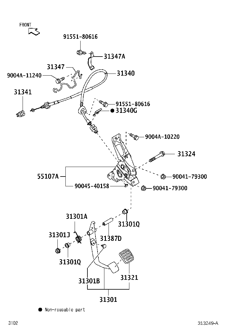 31310-BZ200 PEDAL SUB-ASSY, CLUTCH product image