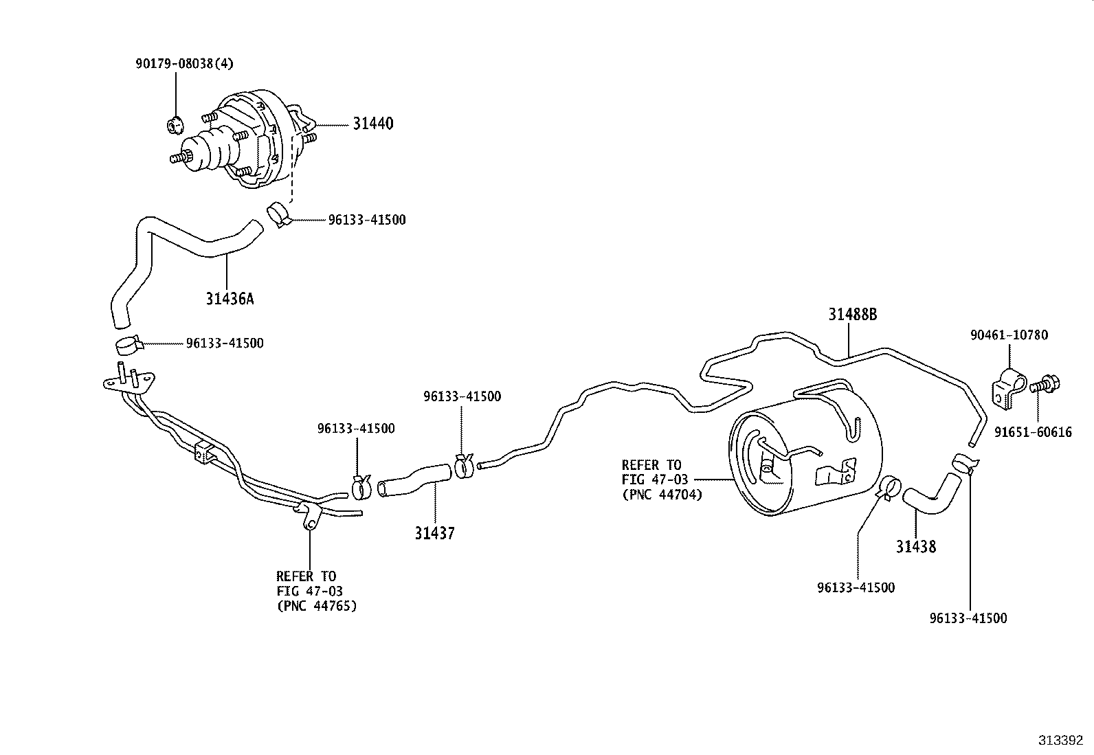 31436-36160 HOSE, NO.1(FOR CLUTCH BOOSTER VACUUM) product image