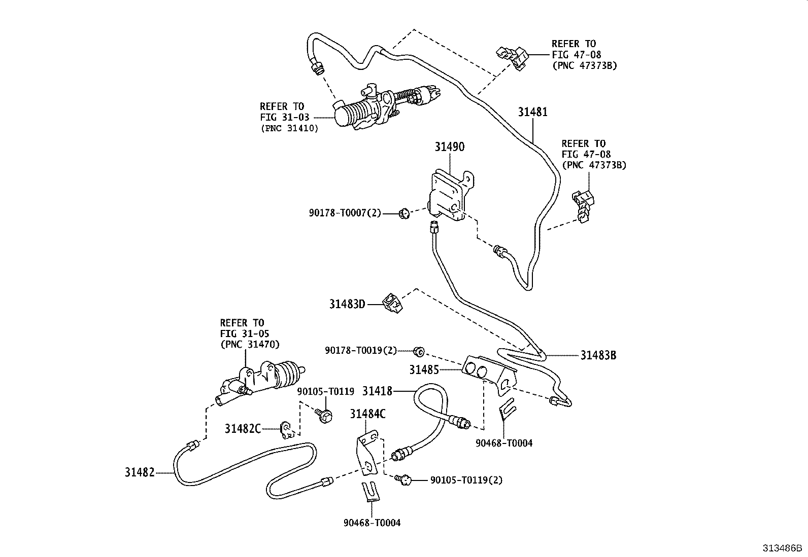 31484-0K050 BRACKET, CLUTCH TUBE, NO.2 product image