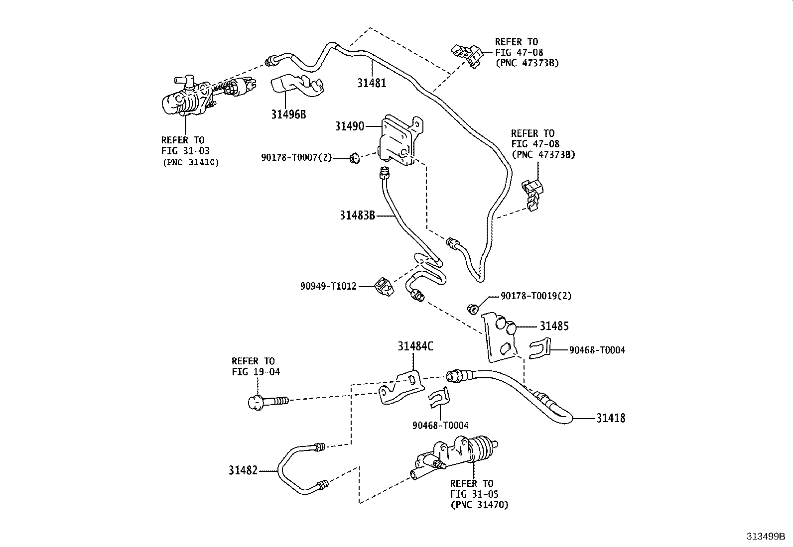 31484-0K050 BRACKET, CLUTCH TUBE, NO.2 product image