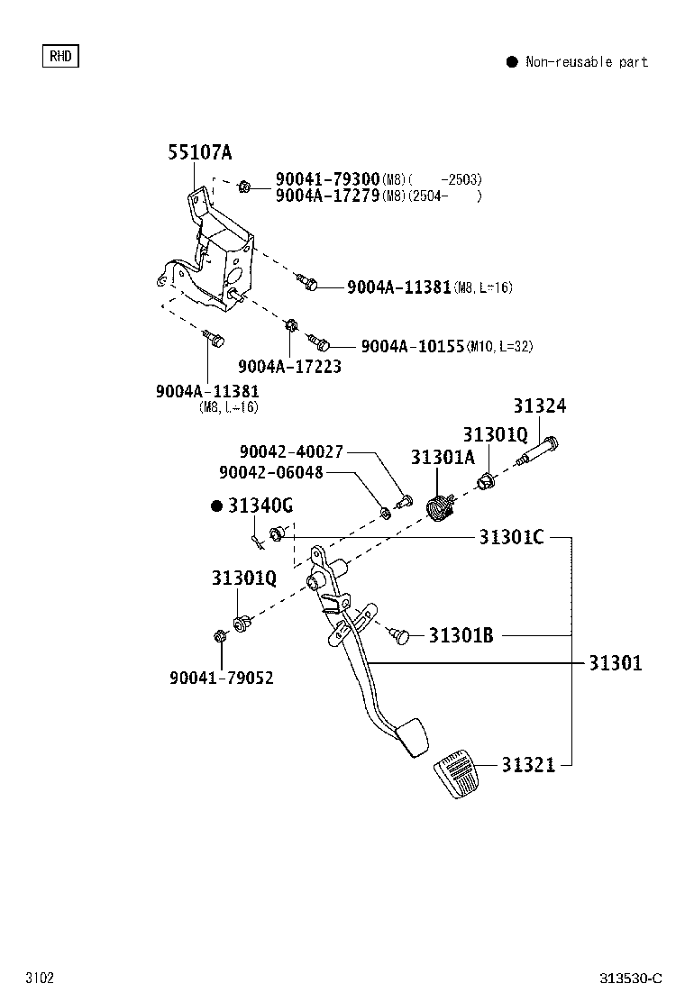 31310-BZ360 PEDAL SUB-ASSY, CLUTCH product image