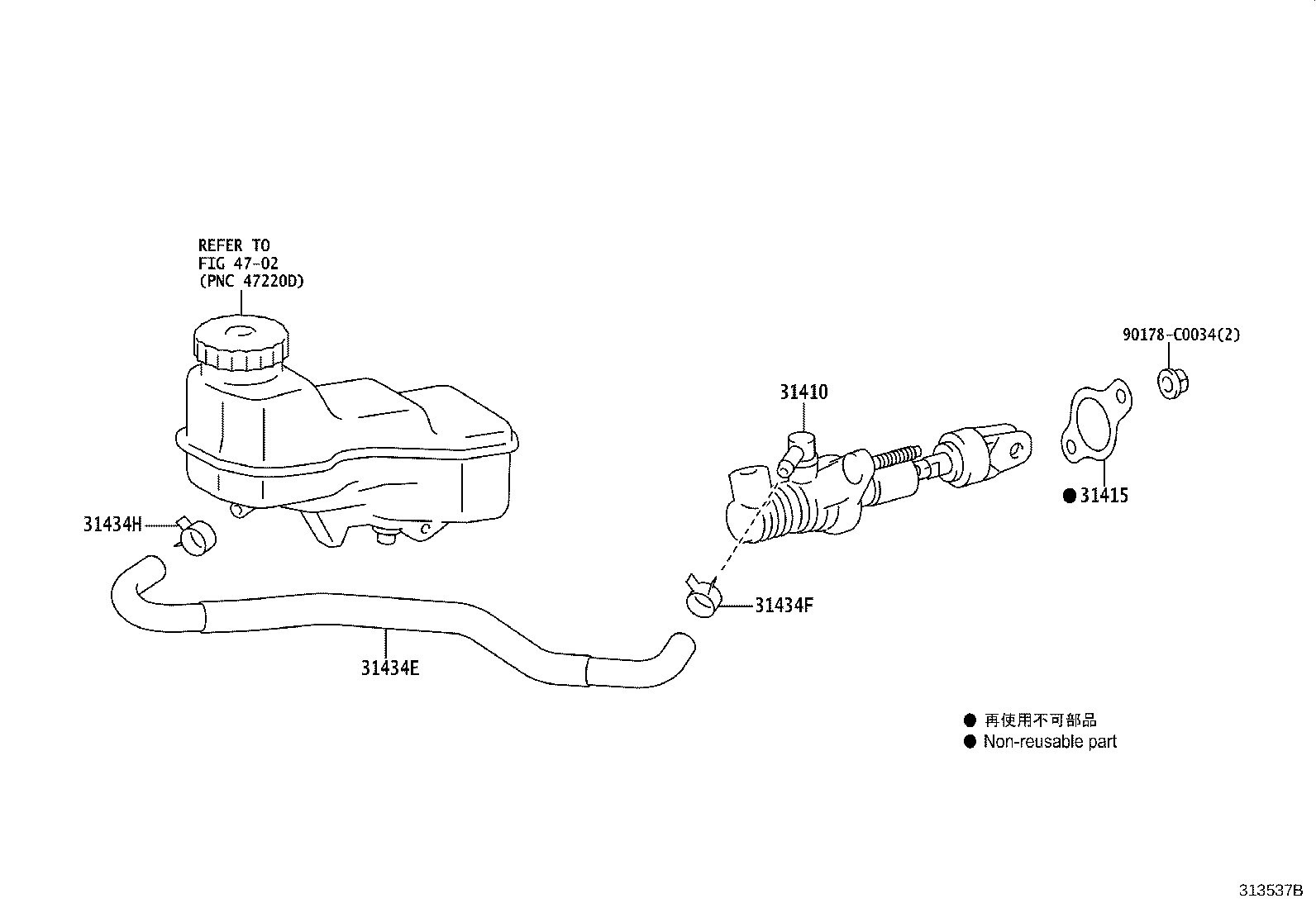 31434-02140 HOSE, CLUTCH RESERVOIR, NO.1 product image