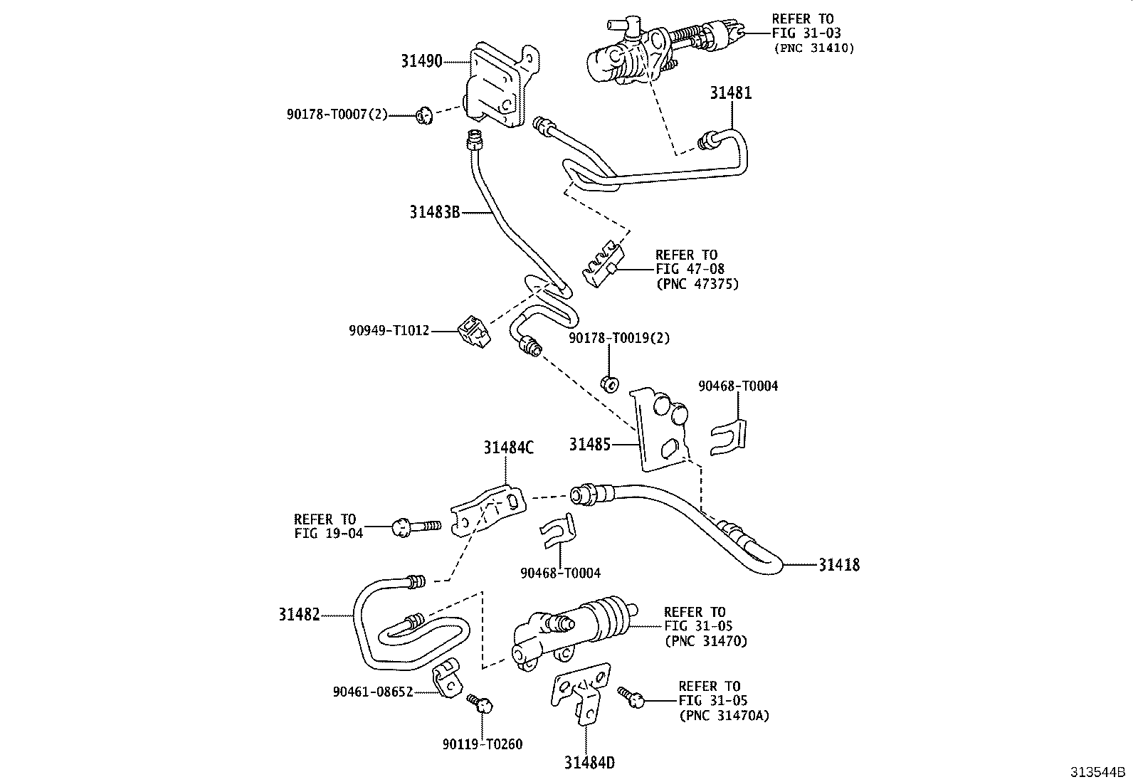 31484-0K050 BRACKET, CLUTCH TUBE, NO.2 product image