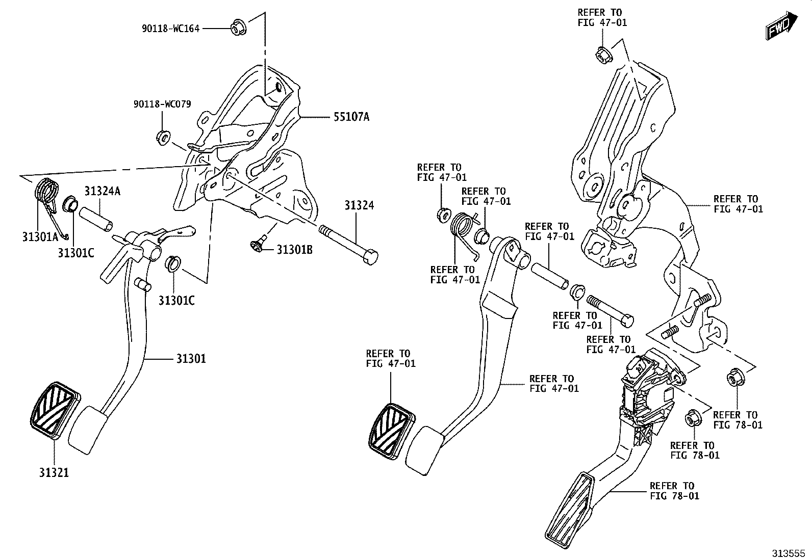 31301-WC002 PEDAL SUB-ASSY, CLUTCH product image