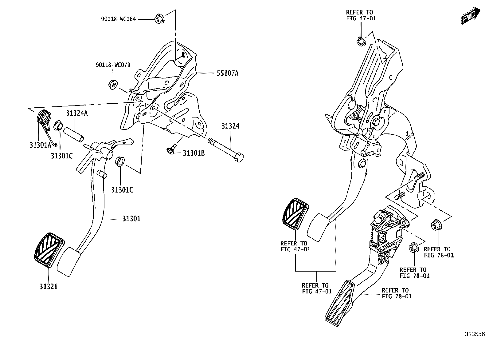 31301-WC002 PEDAL SUB-ASSY, CLUTCH product image