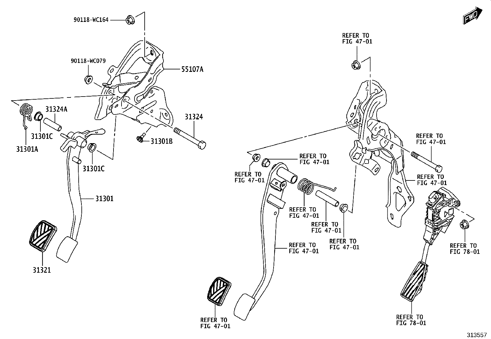31301-WC002 PEDAL SUB-ASSY, CLUTCH product image