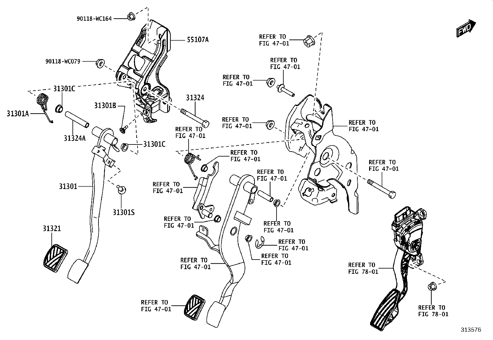 31301-WC004 PEDAL SUB-ASSY, CLUTCH product image