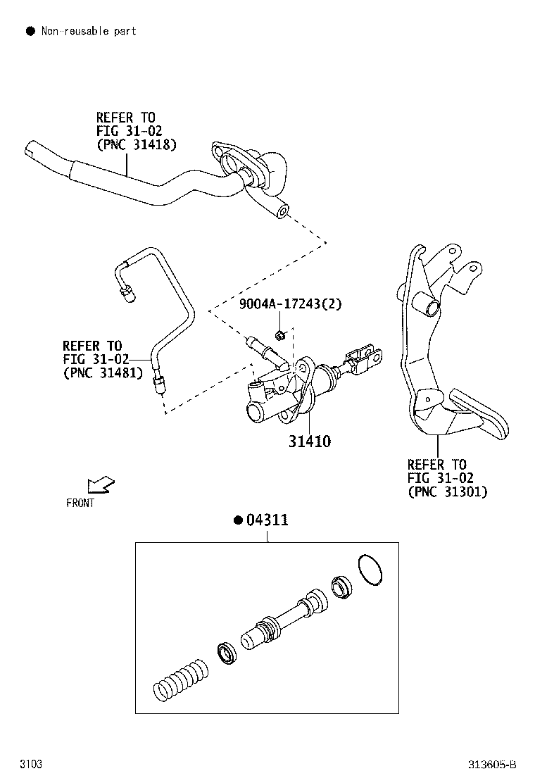 Toyota 04311-BZ020 CYLINDER KIT, CLUTCH MASTER