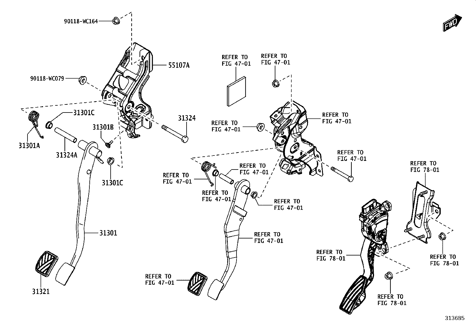 31301-WC006 PEDAL SUB-ASSY, CLUTCH product image