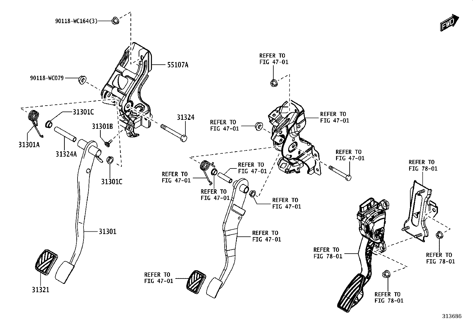 31301-WC006 PEDAL SUB-ASSY, CLUTCH product image