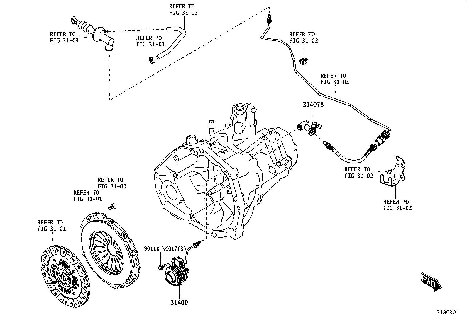 31400-WC008 CYLINDER ASSY, CLUTCH RELEASE W/BEARING product image
