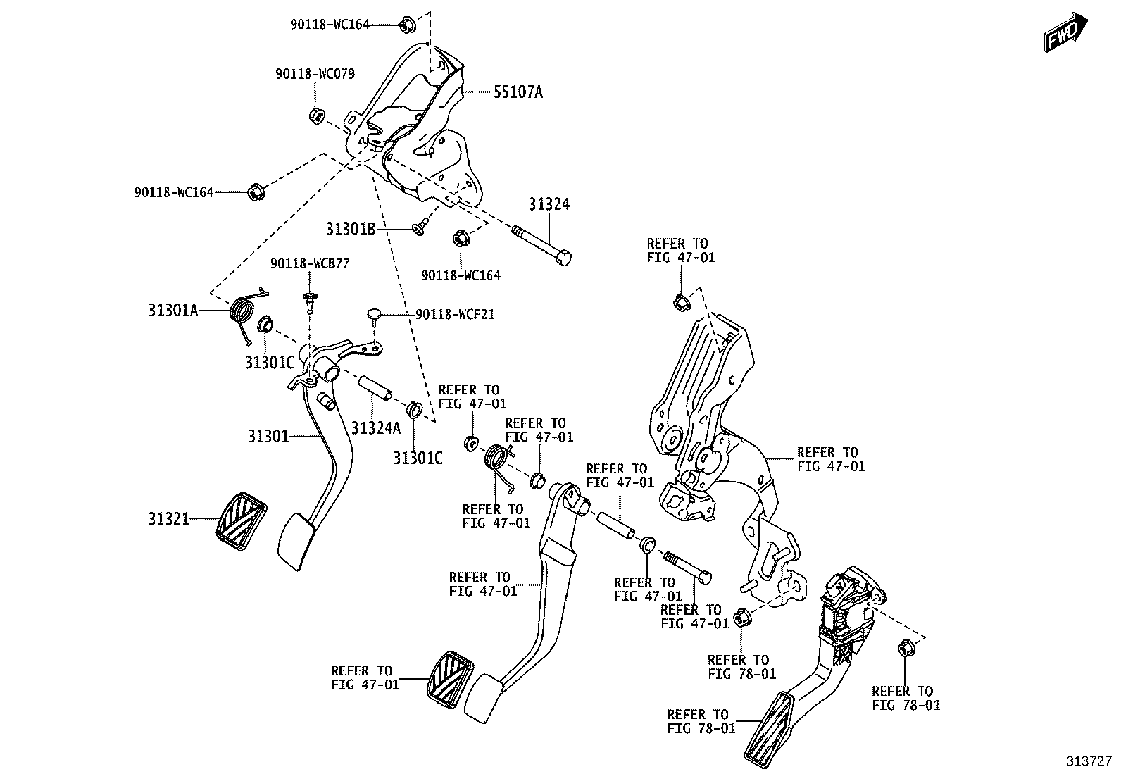 31301-WC011 PEDAL SUB-ASSY, CLUTCH product image