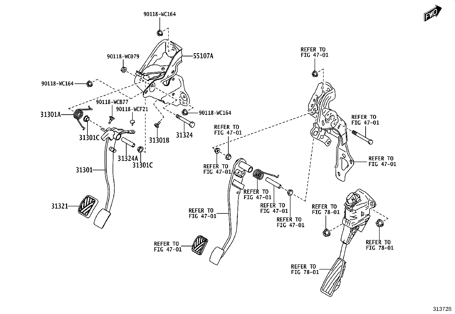 31301-WC011 PEDAL SUB-ASSY, CLUTCH product image