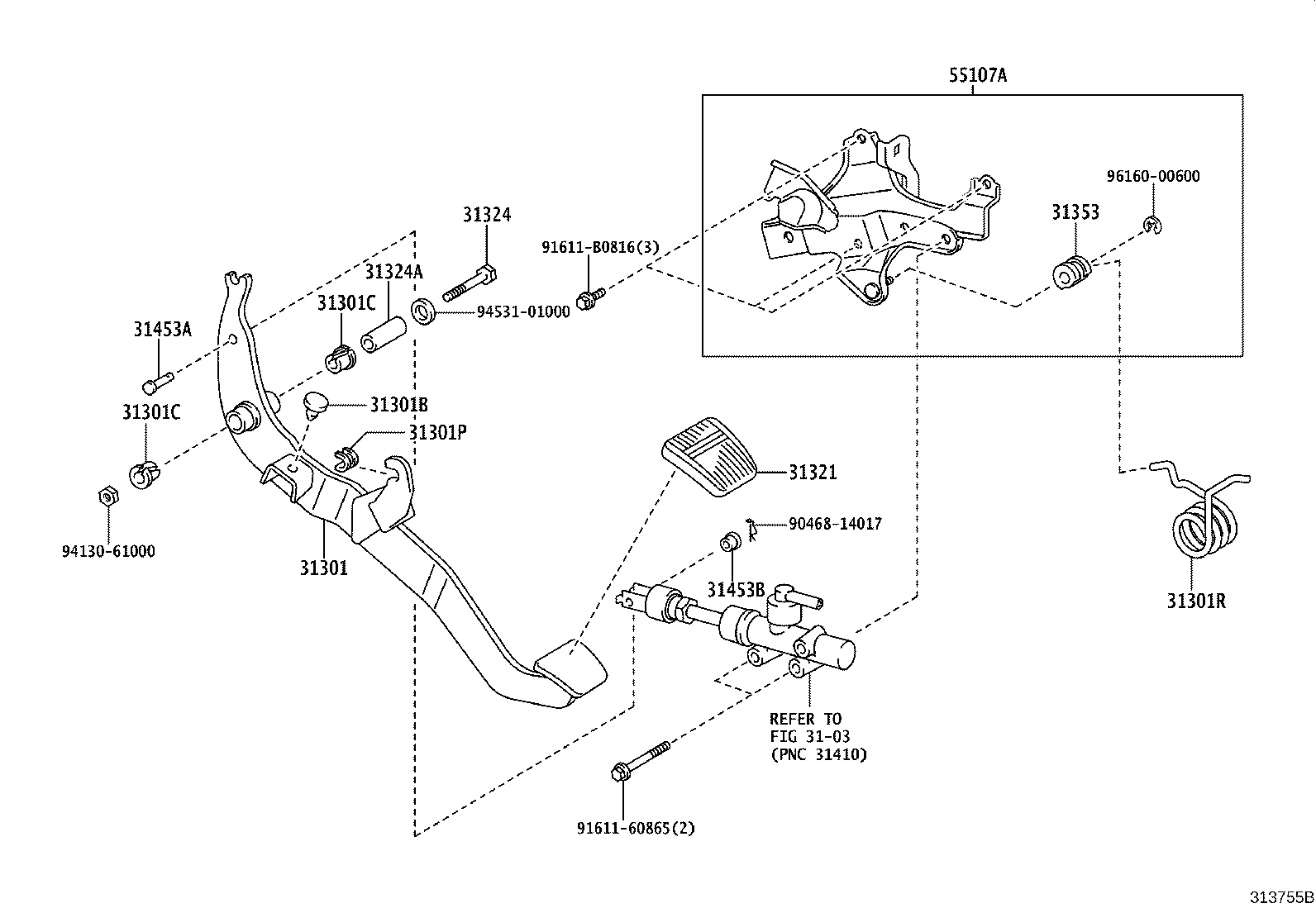 31301-0W010 PEDAL SUB-ASSY, CLUTCH product image