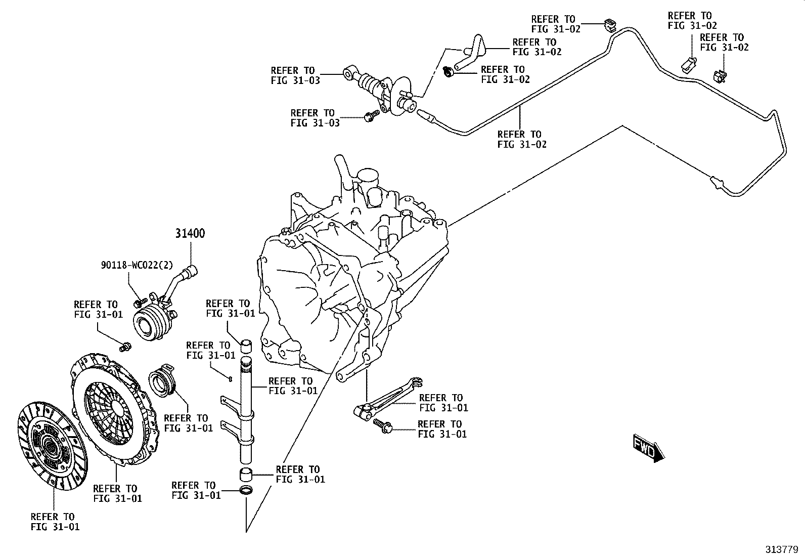 31400-WC009 CYLINDER ASSY, CLUTCH RELEASE W/BEARING product image