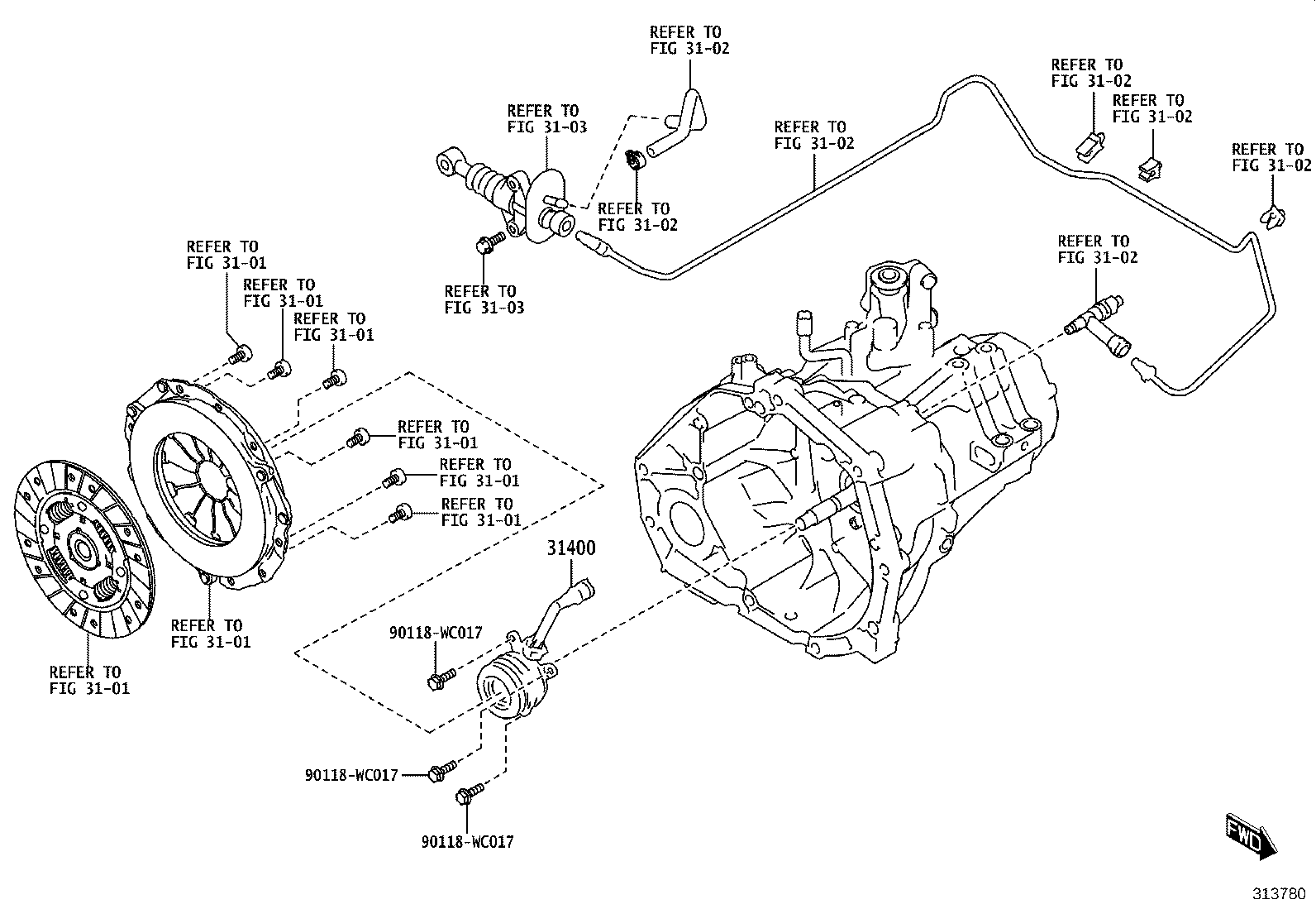 31400-WC003 CYLINDER ASSY, CLUTCH RELEASE W/BEARING product image