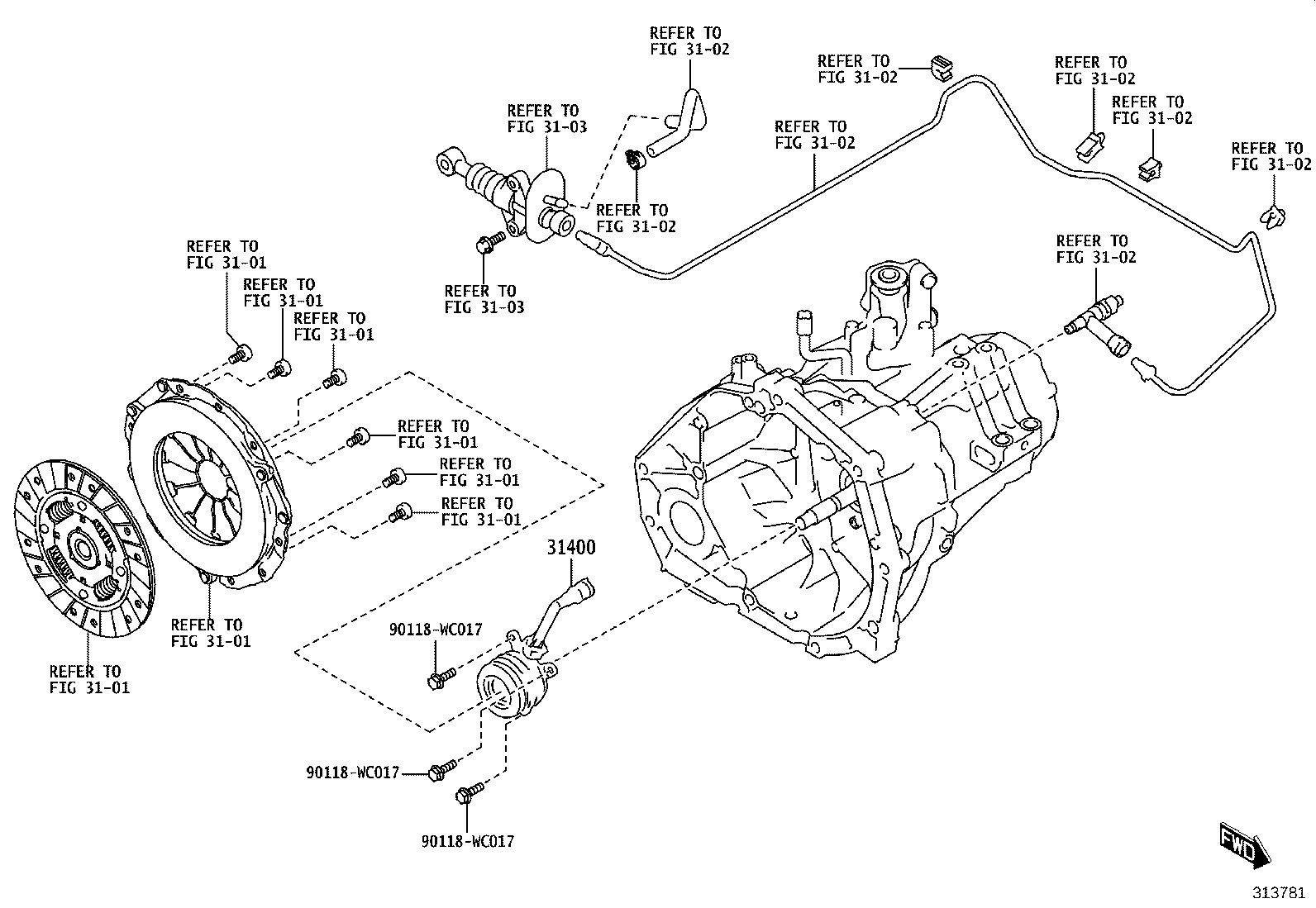 31400-WC003 CYLINDER ASSY, CLUTCH RELEASE W/BEARING product image