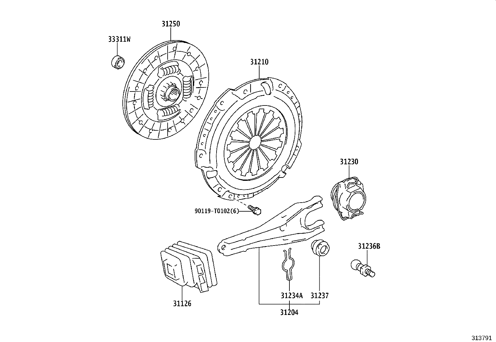 31236-0K060 SUPPORT, RELEASE FORK product image