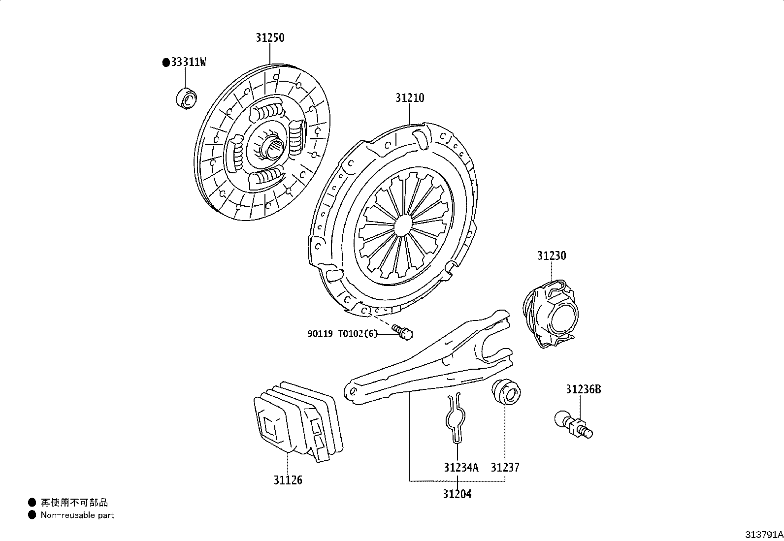 Toyota 31230-0K050 BEARING ASSY, CLUTCH RELEASE