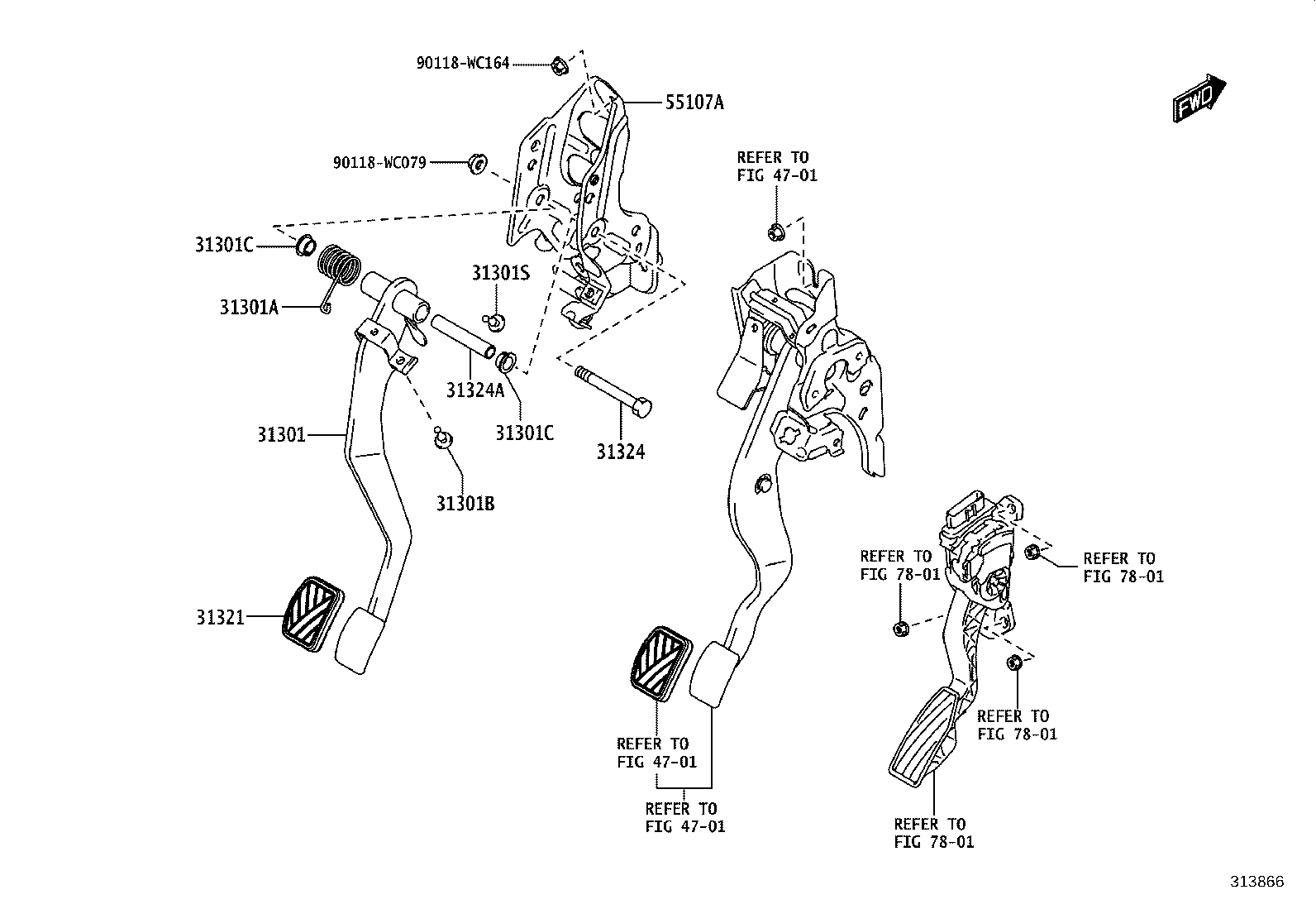 31301-WC014 PEDAL SUB-ASSY, CLUTCH product image