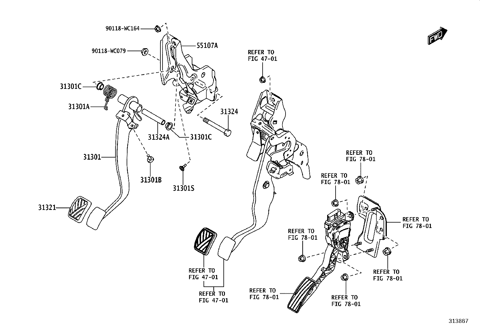 31301-WC014 PEDAL SUB-ASSY, CLUTCH product image