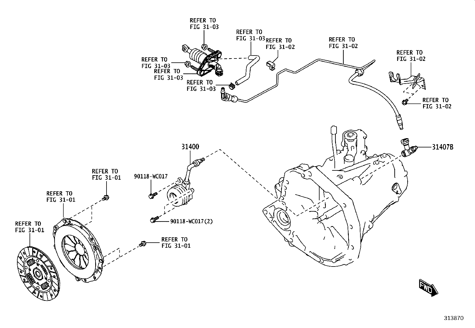 31400-WC006 CYLINDER ASSY, CLUTCH RELEASE W/BEARING product image