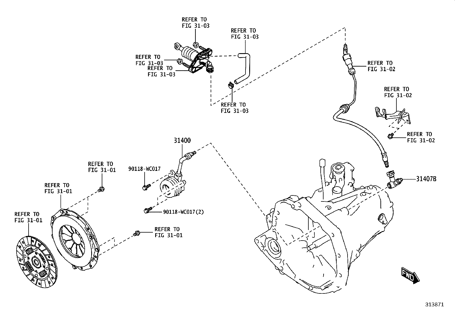 31400-WC006 CYLINDER ASSY, CLUTCH RELEASE W/BEARING product image
