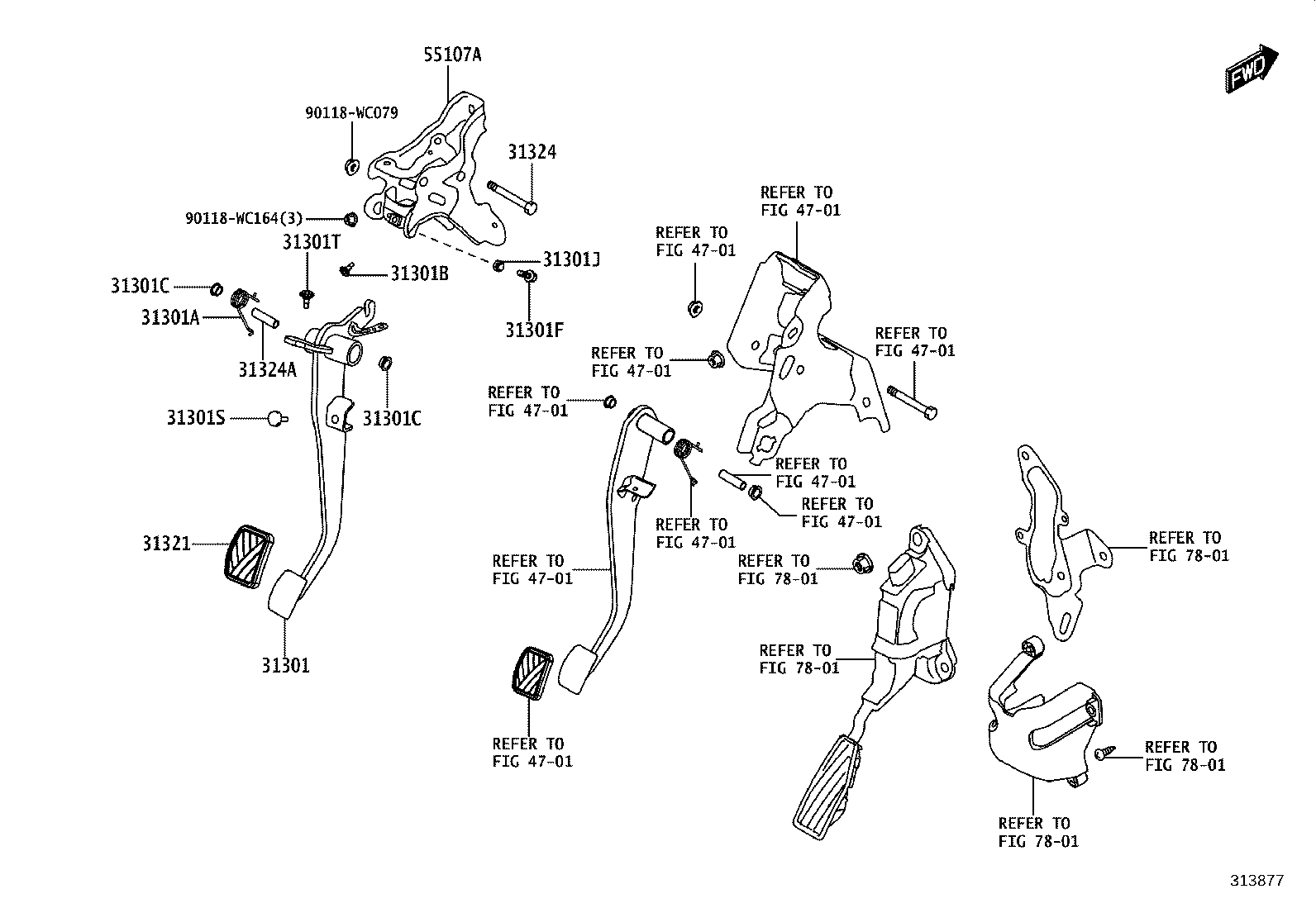 31301-WC015 PEDAL SUB-ASSY, CLUTCH product image
