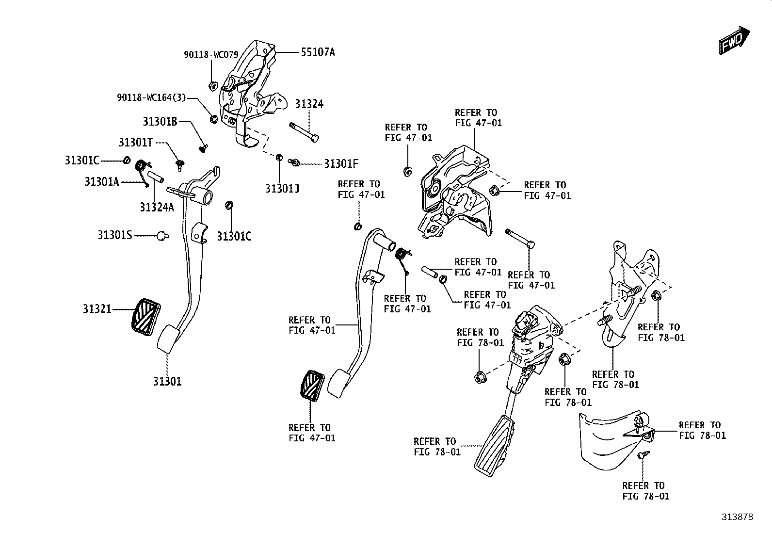 31301-WC015 PEDAL SUB-ASSY, CLUTCH product image