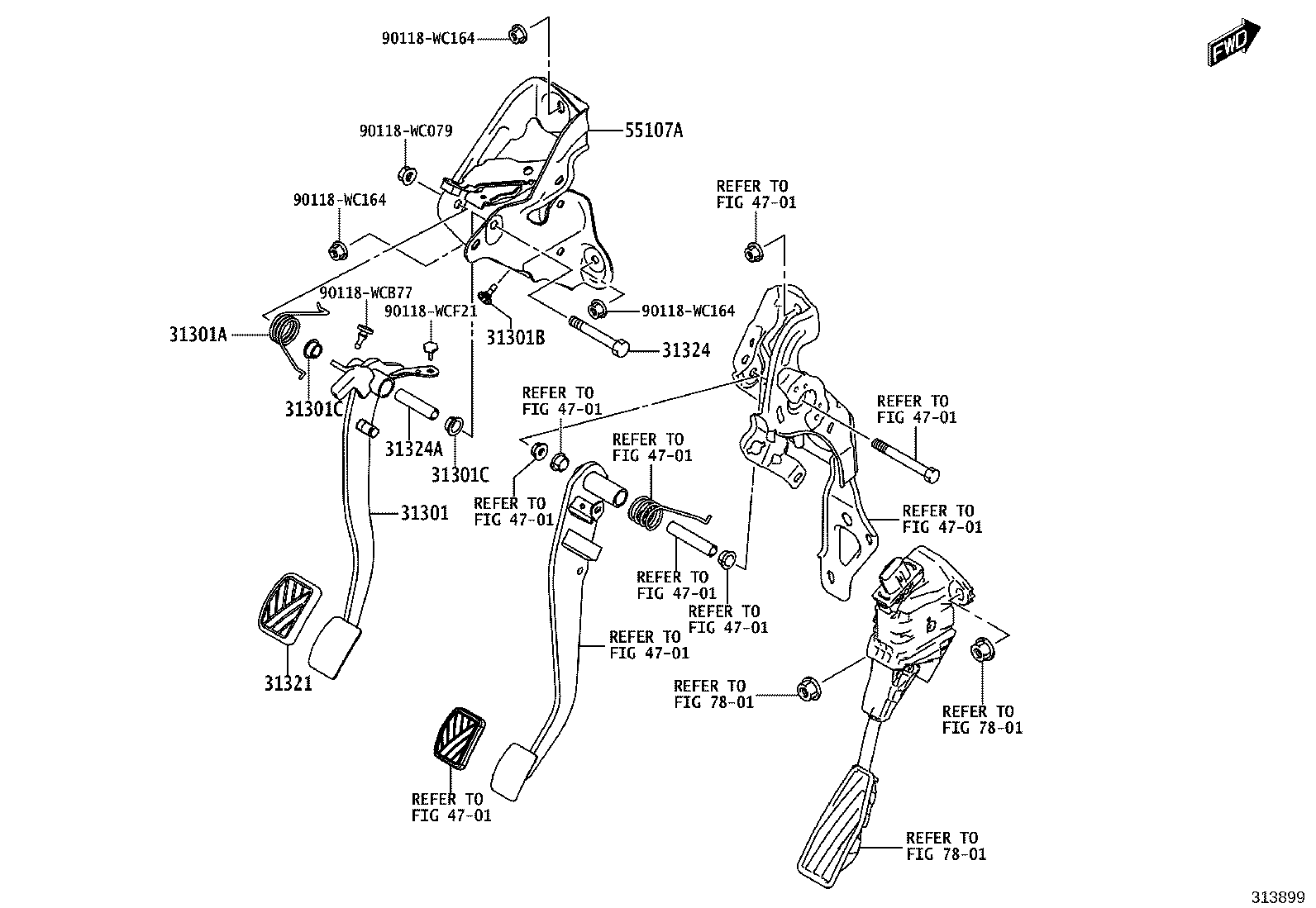 31301-WC010 PEDAL SUB-ASSY, CLUTCH product image