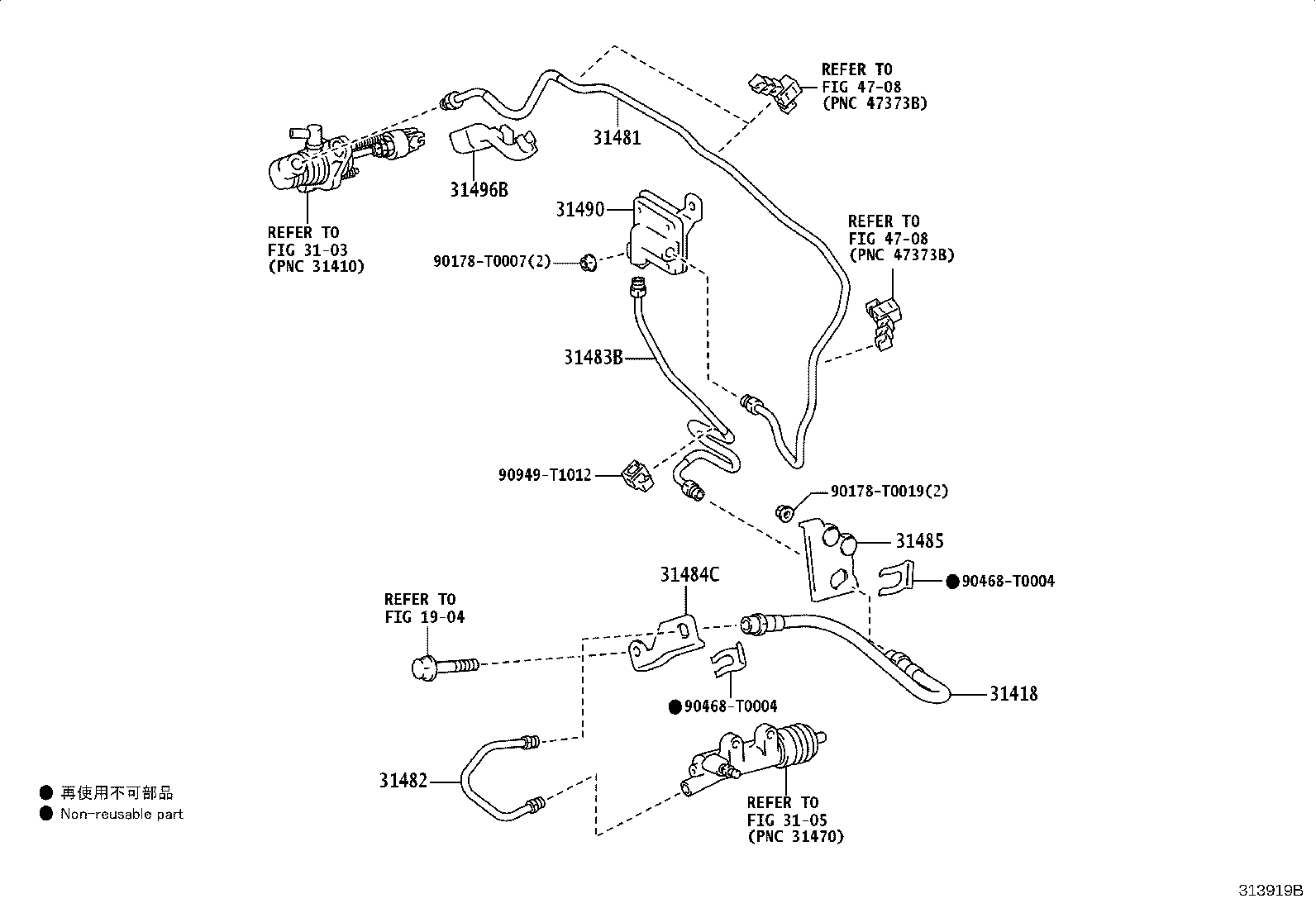 31485-0K010 BRACKET, FLEXIBLE HOSE, NO.2(FOR CLUTCH) product image
