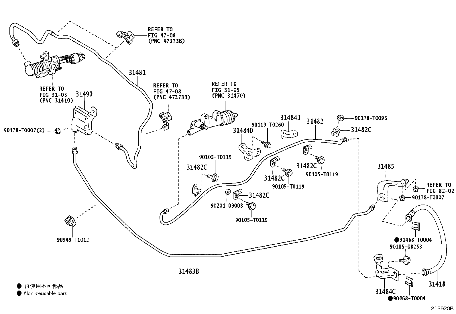 31485-0K010 BRACKET, FLEXIBLE HOSE, NO.2(FOR CLUTCH) product image
