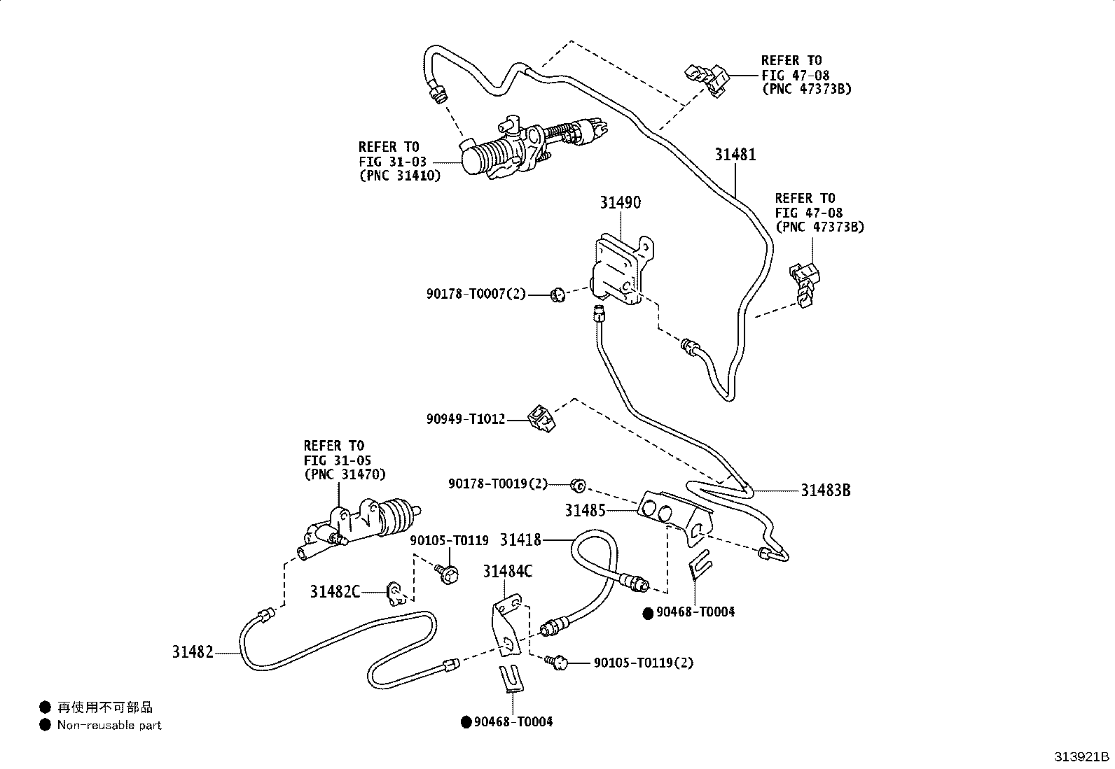 31485-0K010 BRACKET, FLEXIBLE HOSE, NO.2(FOR CLUTCH) product image