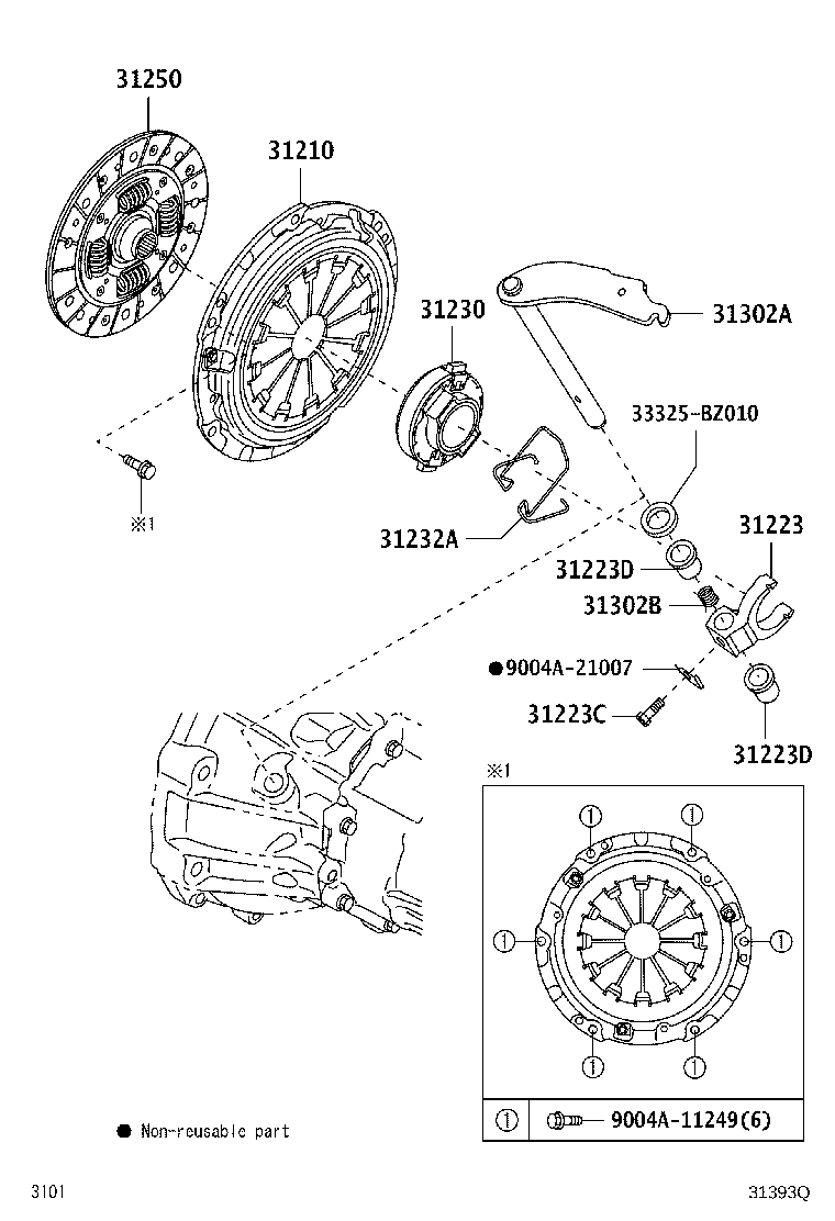 31230-BZ040 BEARING ASSY, CLUTCH RELEASE product image