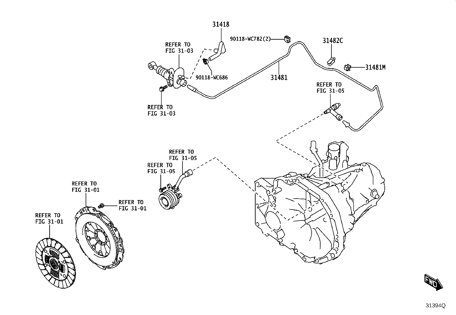 31481-WC017 TUBE, CLUTCH MASTER CYLINDER TO FLEXIBLE HOSE product image