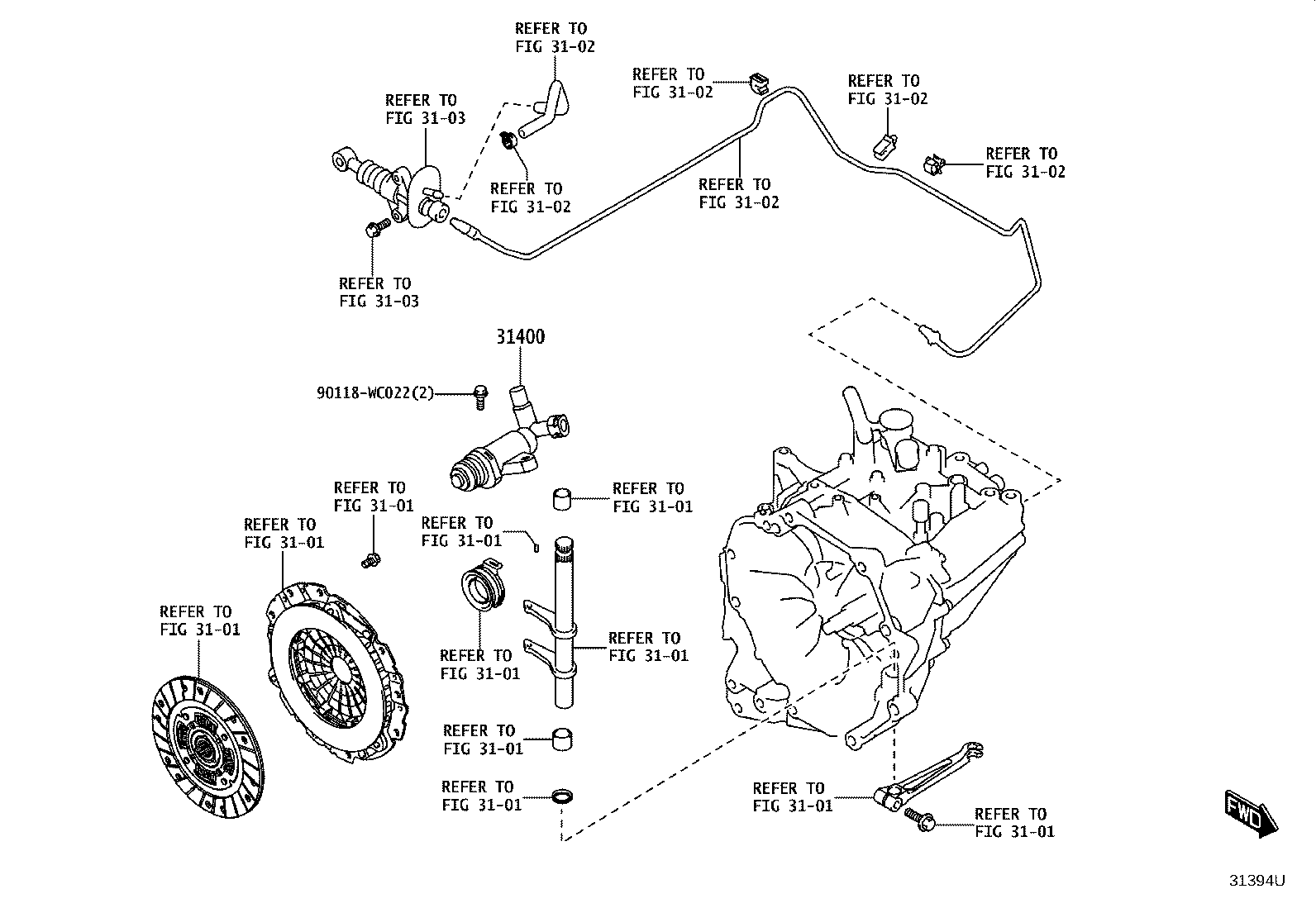 31400-WC011 CYLINDER ASSY, CLUTCH RELEASE W/BEARING product image