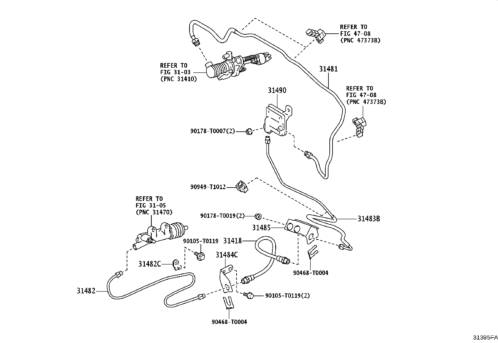 31484-0K090 BRACKET, CLUTCH TUBE, NO.1 product image