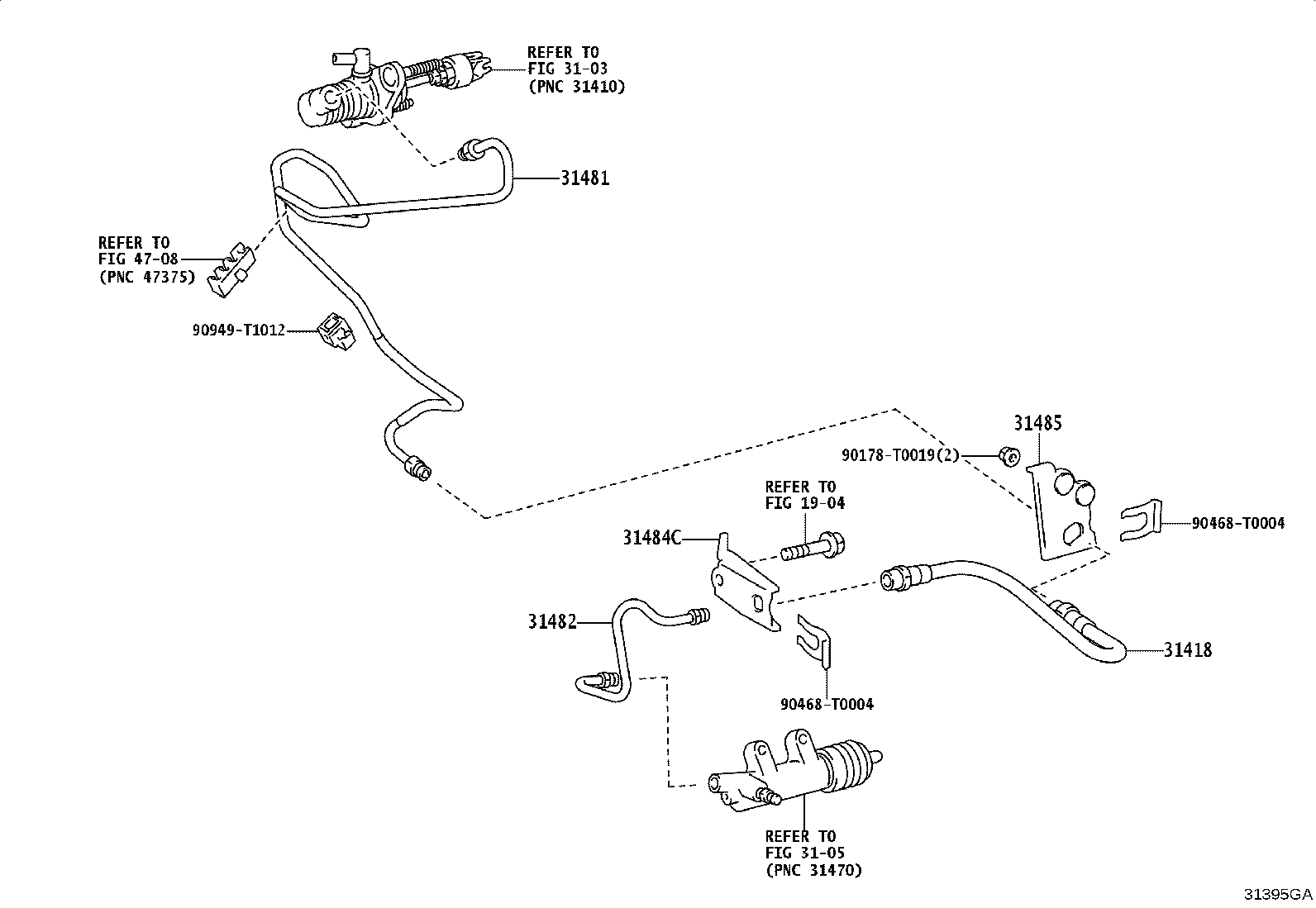 31484-0K090 BRACKET, CLUTCH TUBE, NO.1 product image