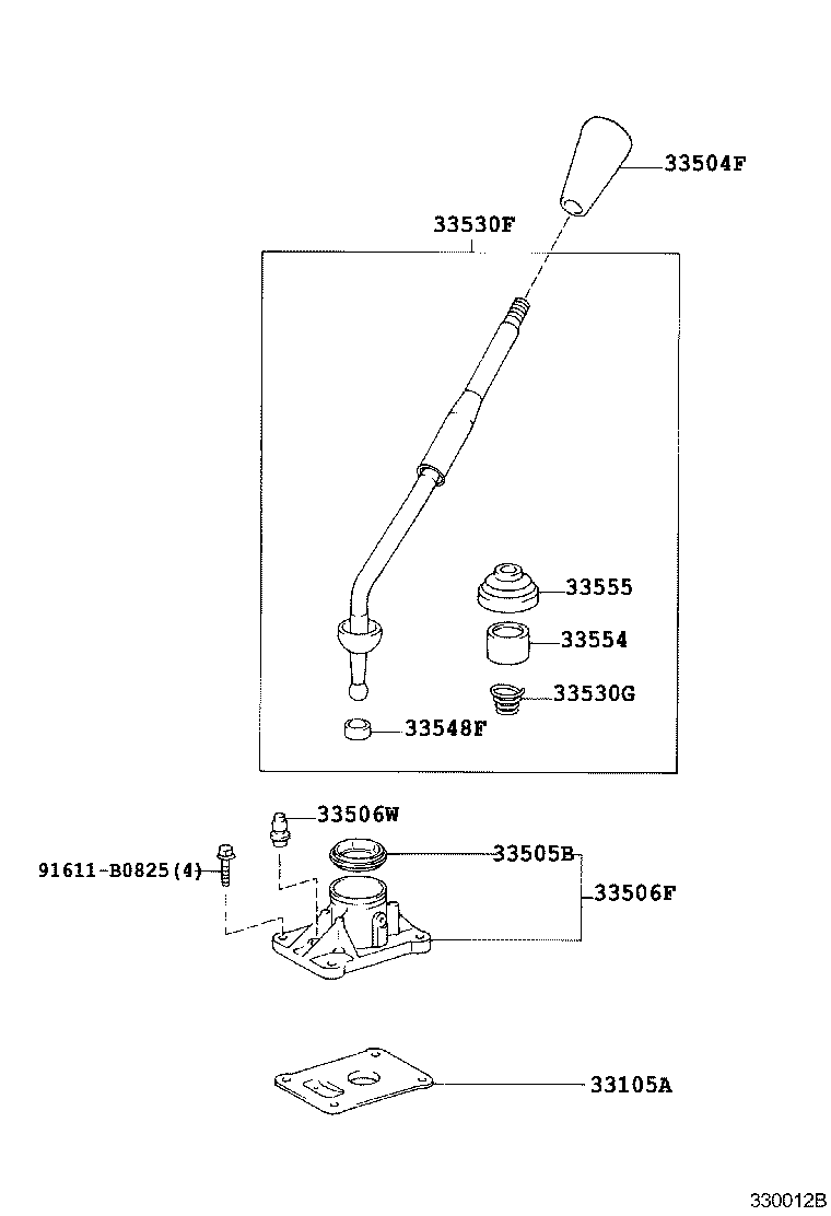 33530-60310 LEVER ASSY, SHIFT (FOR FLOOR SHIFT) product image