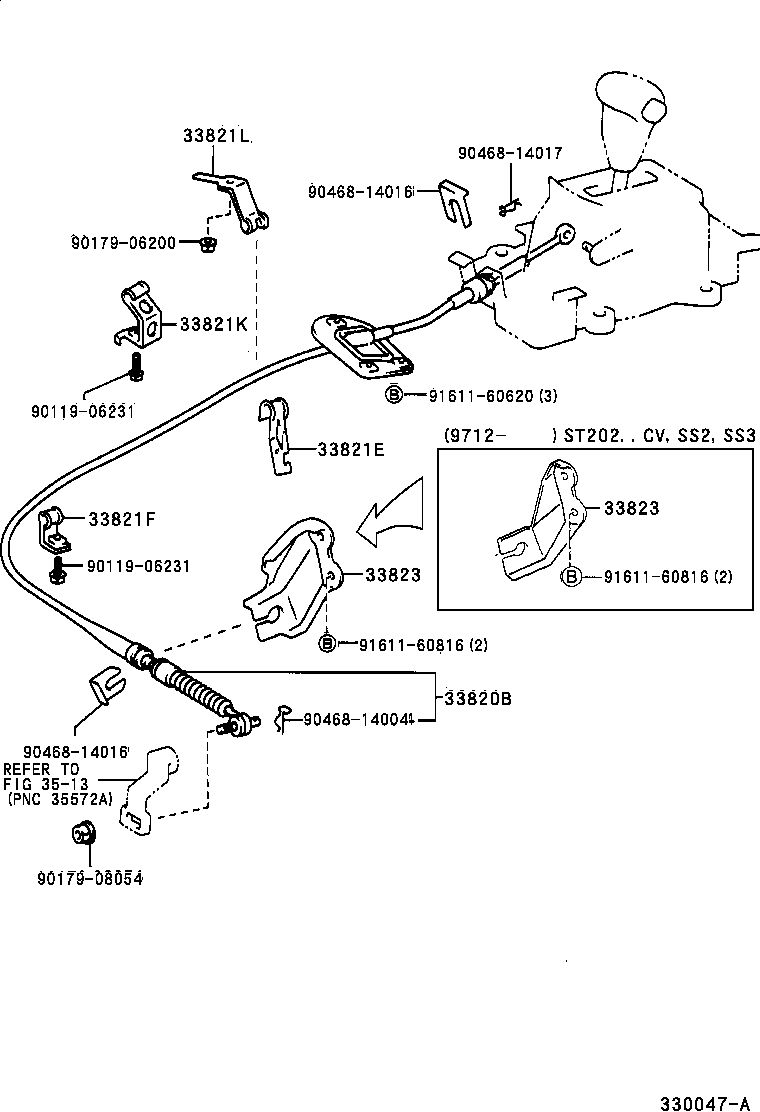 33820-2B520 CABLE ASSY, TRANSMISSION CONTROL product image