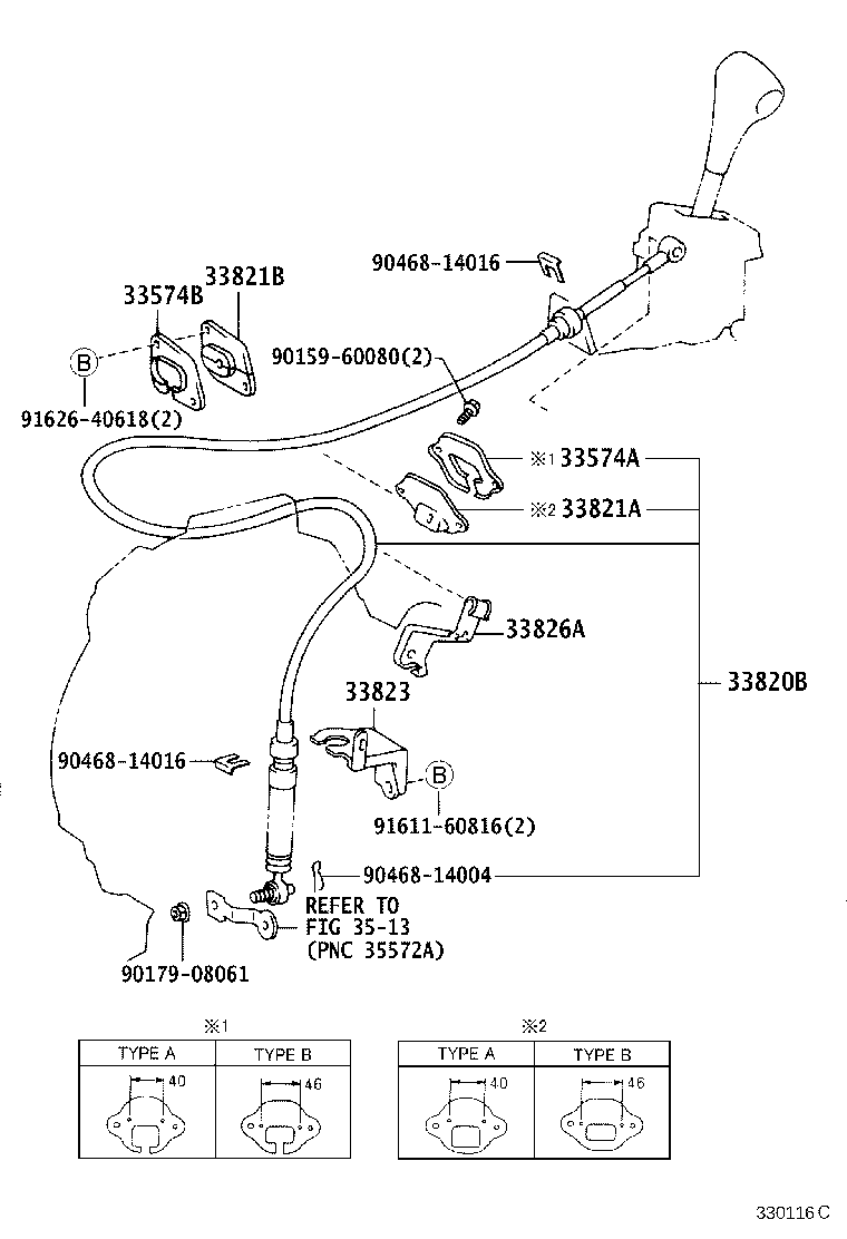 33826-16010 BRACKET, TRANSMISSION CONTROL CABLE, NO.2 product image