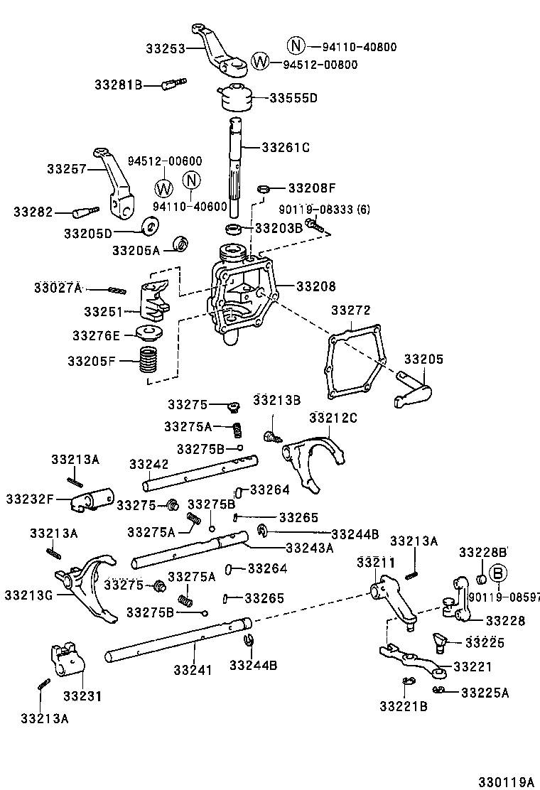 33253-26050 LEVER, SHIFT OUTER, NO.1 product image