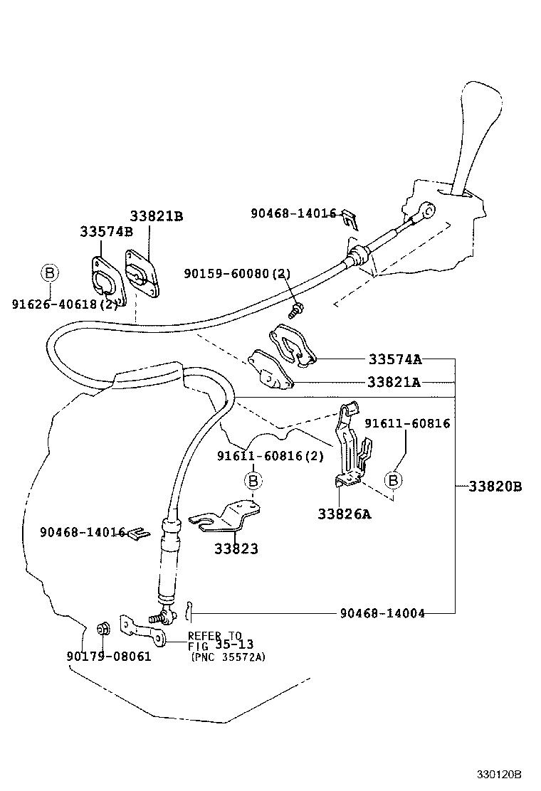 33826-16010 BRACKET, TRANSMISSION CONTROL CABLE, NO.2 product image