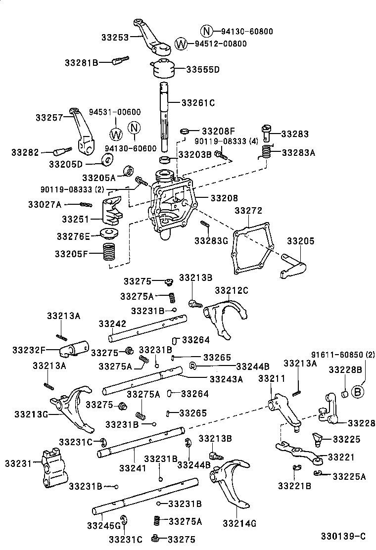 33253-26050 LEVER, SHIFT OUTER, NO.1 product image