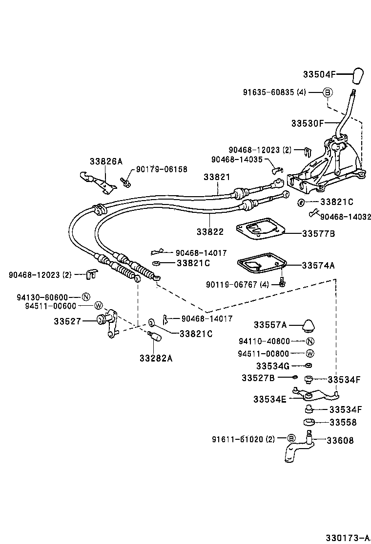 33530-44010 LEVER ASSY, SHIFT (FOR FLOOR SHIFT) product image