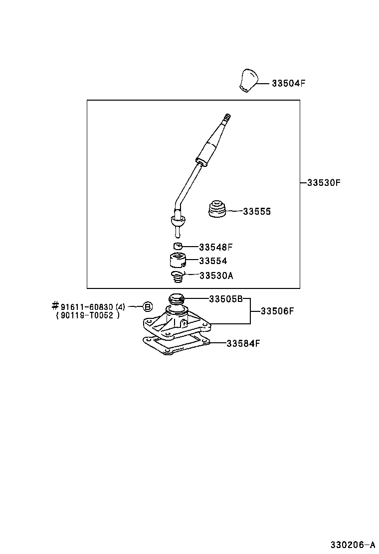 33530-38100 LEVER ASSY, SHIFT (FOR FLOOR SHIFT) product image