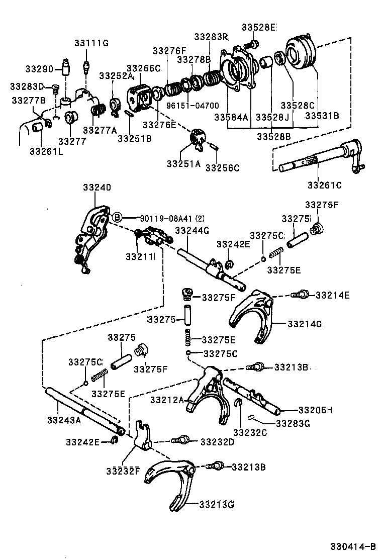 33205-12040 SHAFT SUB-ASSY, GEAR SHIFT FORK, NO.1 product image
