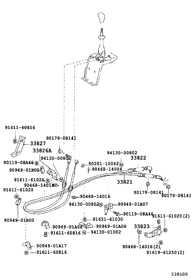 33820-37640 CABLE TRANSMISSION CONTROL SHIFT (FOR FLOOR SHIFT) product image