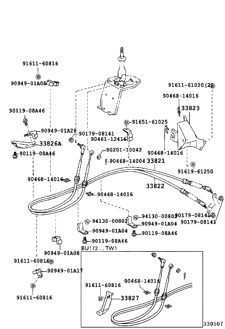 33820-37640 CABLE TRANSMISSION CONTROL SHIFT (FOR FLOOR SHIFT) product image
