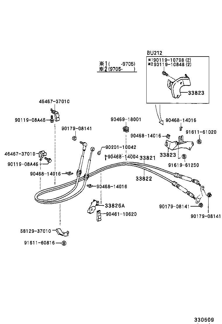 33820-37460 CABLE TRANSMISSION CONTROL SHIFT (FOR FLOOR SHIFT) product image
